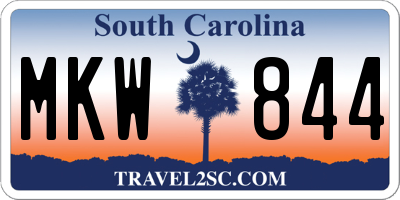 SC license plate MKW844