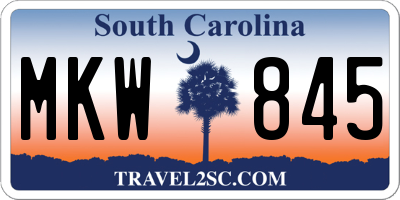 SC license plate MKW845