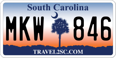 SC license plate MKW846