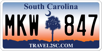 SC license plate MKW847