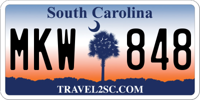 SC license plate MKW848