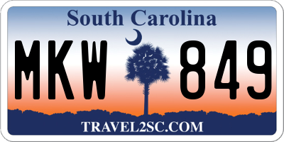 SC license plate MKW849