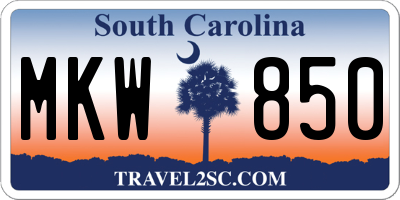 SC license plate MKW850