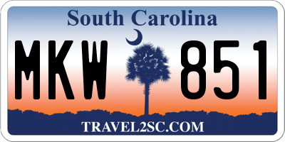 SC license plate MKW851