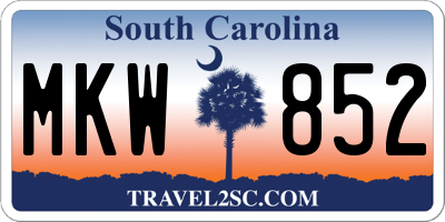 SC license plate MKW852