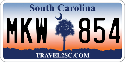 SC license plate MKW854