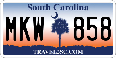 SC license plate MKW858
