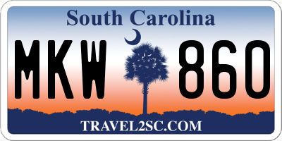 SC license plate MKW860
