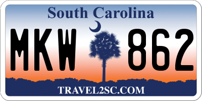 SC license plate MKW862