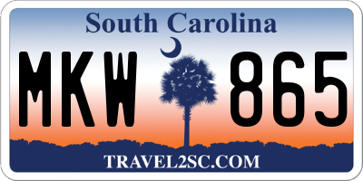 SC license plate MKW865