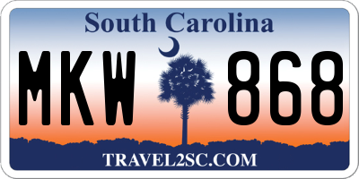 SC license plate MKW868