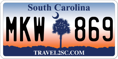 SC license plate MKW869
