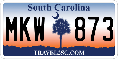 SC license plate MKW873