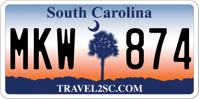 SC license plate MKW874