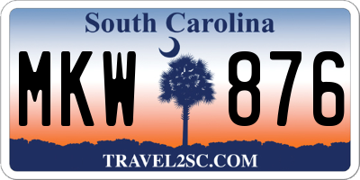 SC license plate MKW876