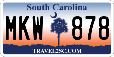 SC license plate MKW878