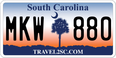 SC license plate MKW880