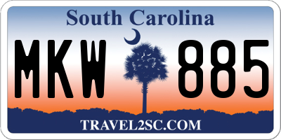 SC license plate MKW885
