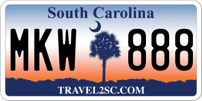 SC license plate MKW888