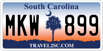 SC license plate MKW899