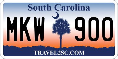 SC license plate MKW900