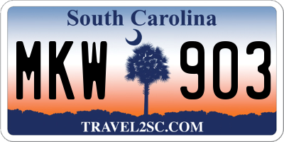 SC license plate MKW903