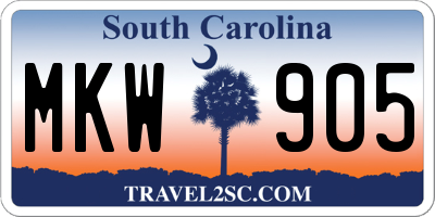 SC license plate MKW905