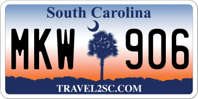 SC license plate MKW906