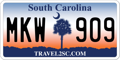 SC license plate MKW909