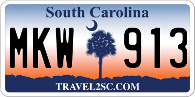 SC license plate MKW913