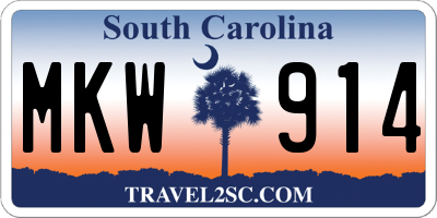 SC license plate MKW914
