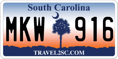 SC license plate MKW916