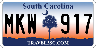 SC license plate MKW917