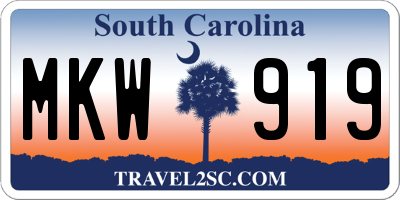 SC license plate MKW919