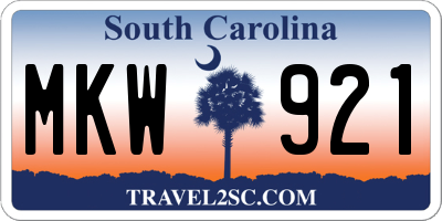 SC license plate MKW921