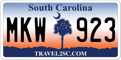 SC license plate MKW923