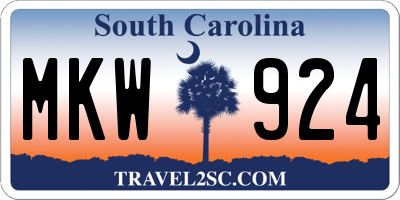 SC license plate MKW924