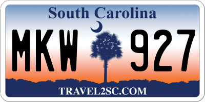 SC license plate MKW927