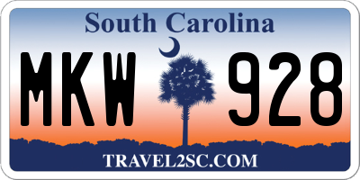 SC license plate MKW928