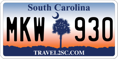 SC license plate MKW930