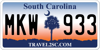 SC license plate MKW933
