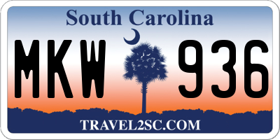 SC license plate MKW936