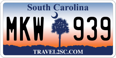 SC license plate MKW939