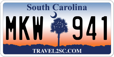 SC license plate MKW941