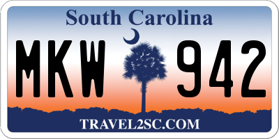 SC license plate MKW942