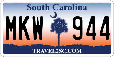SC license plate MKW944