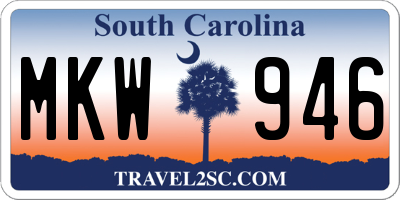SC license plate MKW946