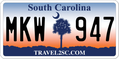 SC license plate MKW947