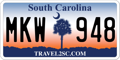 SC license plate MKW948