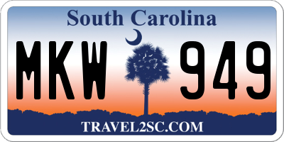 SC license plate MKW949